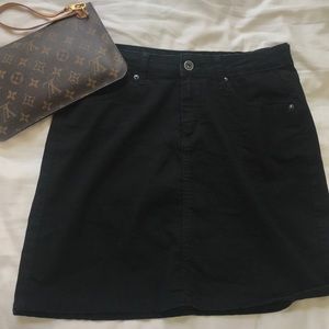 Black denim skirt
